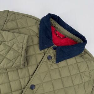 Brooks Brothers Blue Boy L 14-16 Quilted Barn Jacket Olive Green Corduroy Collar